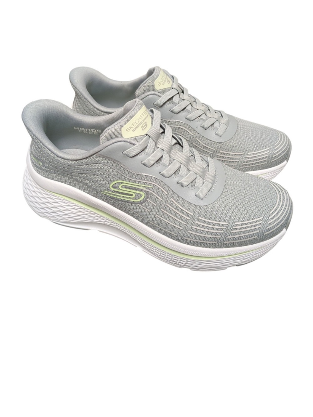 Skechers Women's Light Gray Athletic Sneakers with Lime Accent
